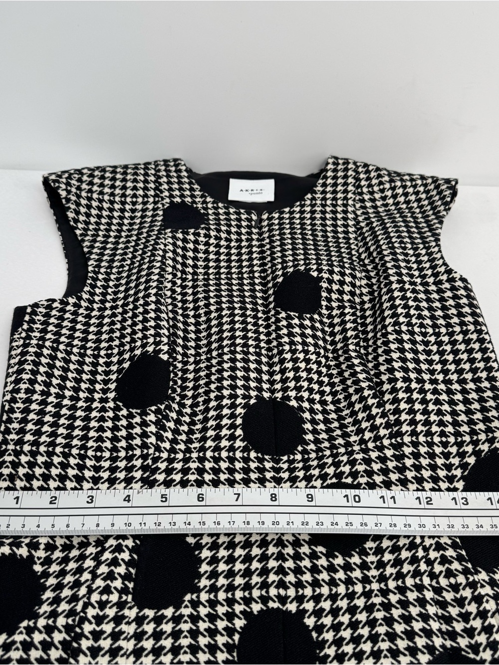 Akris Punto Sz 6 Blazer & Sz 8 Dress Black & White Dotes Houndstooth Wool Blend - Picture 6 of 16